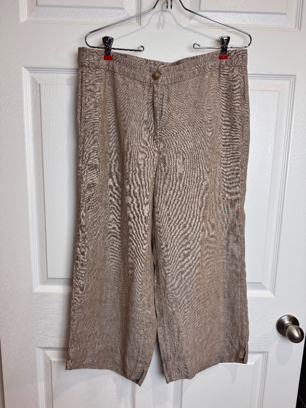 J. Jill Love Linen Wide Leg Cropped Linen Pants, Size Medium Petite